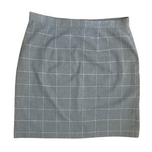 Ann Taylor Gray White Plaid Linen Blend Skirt